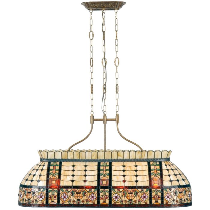LumiLamp 5LL-5440 Závěsná lampa Tiffany 115x34x141 cm Béžová Zelená Kovové skleněné květy