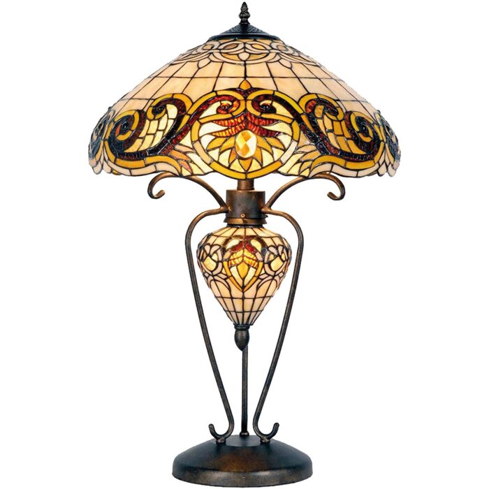 LumiLamp 5LL-5475 Stolní lampa Tiffany Ø 46x76 cm žlutá skleněná stolní lampa