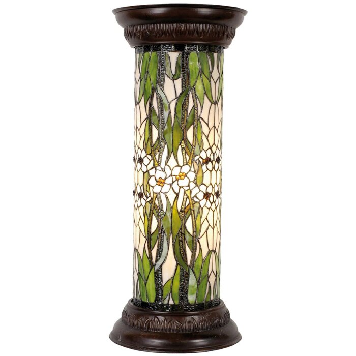 LumiLamp 5LL-5539 Sloup Tiffany Ø 31x78 cm Zelené bílé sklo Květy kulaté