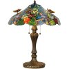 LumiLamp 5LL-5582 Stolní lampa Tiffany Ø 52x65 cm modrozelení sklenění motýli