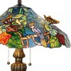 LumiLamp 5LL-5582 Stolní lampa Tiffany Ø 52x65 cm modrozelení sklenění motýli