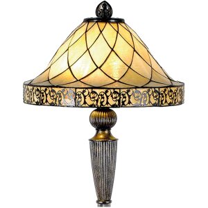 LumiLamp 5LL-5613 Tiffany stojací lampa Ø 46x168 cm Béžová skleněná trojúhelníková stojací lampa