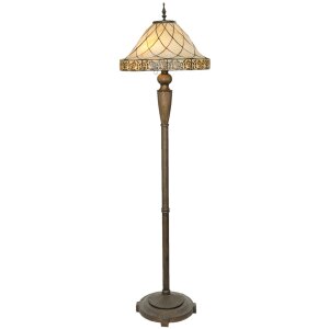 LumiLamp 5LL-5613 Tiffany stojací lampa Ø 46x168 cm Béžová skleněná trojúhelníková stojací lampa