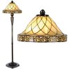 LumiLamp 5LL-5613 Tiffany stojací lampa Ø 46x168 cm Béžová skleněná trojúhelníková stojací lampa