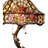 LumiLamp 5LL-5631 Stolní lampa Tiffany Ø 45x62 cm zeleno-růžové skleněné květy