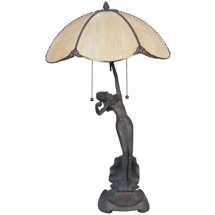 LumiLamp 5LL-5719 Stolní lampa Tiffany Ø 41x70 cm Béžová skleněná stolní lampa