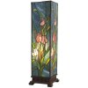 LumiLamp 5LL-5749 Stolní lampa Tiffany 17x17x58 cm zeleno-růžové skleněné tulipány čtvercová