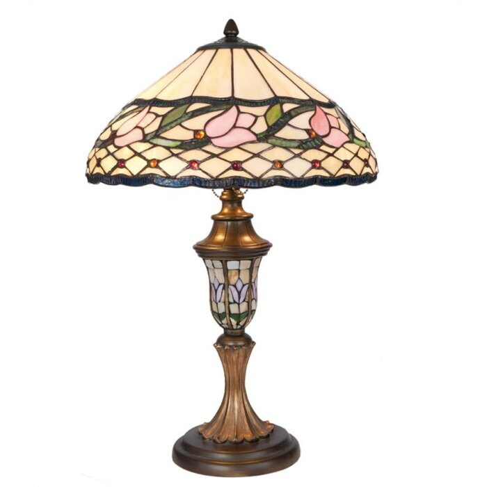 LumiLamp 5LL-5774 Stolní lampa Tiffany Ø 40x60 cm růžová barevná