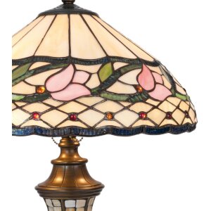 LumiLamp 5LL-5774 Stolní lampa Tiffany Ø 40x60 cm růžová barevná