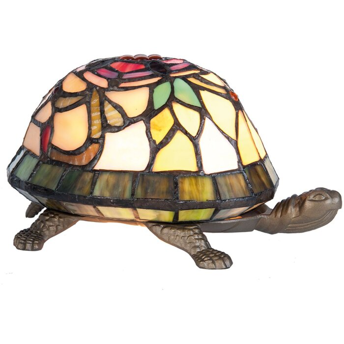 LumiLamp 5LL-5787 Stolní lampa Tiffany 15x22x13 cm hnědočervená skleněná želva