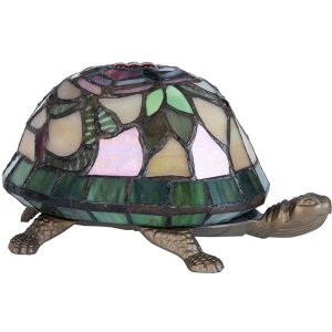 LumiLamp 5LL-5787 Stolní lampa Tiffany 15x22x13 cm hnědočervená skleněná želva