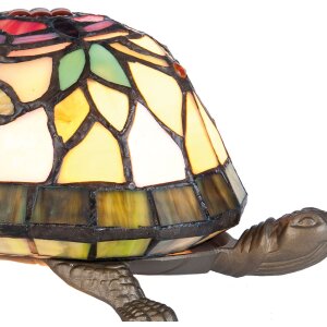 LumiLamp 5LL-5787 Stolní lampa Tiffany 15x22x13 cm hnědočervená skleněná želva