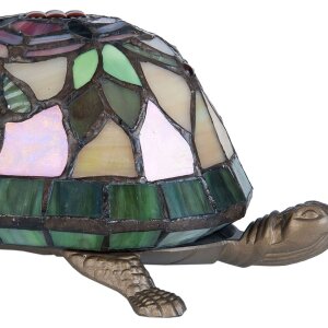 LumiLamp 5LL-5787 Stolní lampa Tiffany 15x22x13 cm hnědočervená skleněná želva