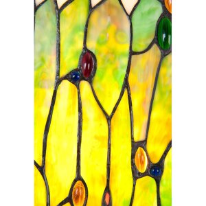 LumiLamp 5LL-5847 Stolní lampa Tiffany 18x18x45 cm zelenohnědá skleněná vážka čtvercová