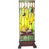 LumiLamp 5LL-5847 Stolní lampa Tiffany 18x18x45 cm zelenohnědá skleněná vážka čtvercová