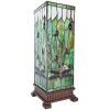 LumiLamp 5LL-5847 Stolní lampa Tiffany 18x18x45 cm zelenohnědá skleněná vážka čtvercová