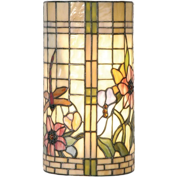 LumiLamp 5LL-8825 Nástěnné svítidlo Tiffany 20x11x36 cm Béžové zelené kovové sklo