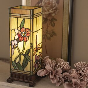 Stolní lampa Tiffany 18x45 cm hnědá