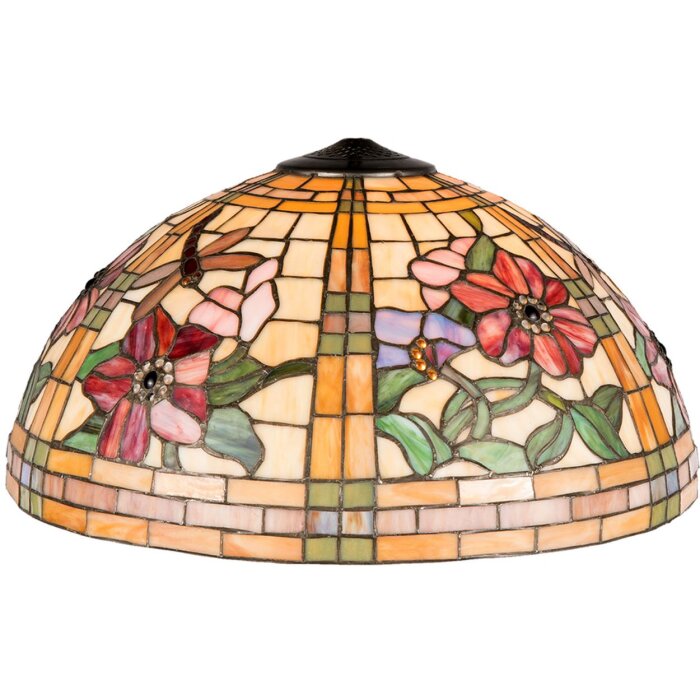 LumiLamp 5LL-9934 Stínidlo Tiffany Ø 50x30 cm žluté oranžové skleněné květy