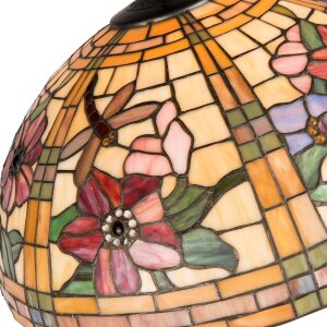LumiLamp 5LL-9934 Stínidlo Tiffany Ø 50x30 cm žluté oranžové skleněné květy