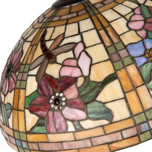 LumiLamp 5LL-9934 Stínidlo Tiffany Ø 50x30 cm žluté oranžové skleněné květy