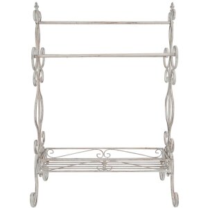 Clayre & Eef Držák na ručníky bílý shabby 65x40x92 cm