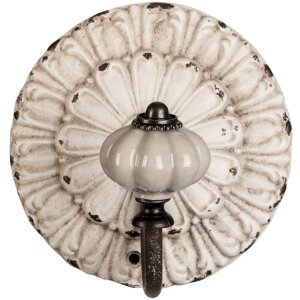 Clayre & Eef Hák KVĚTINA 10x8x10 cm shabby bílý