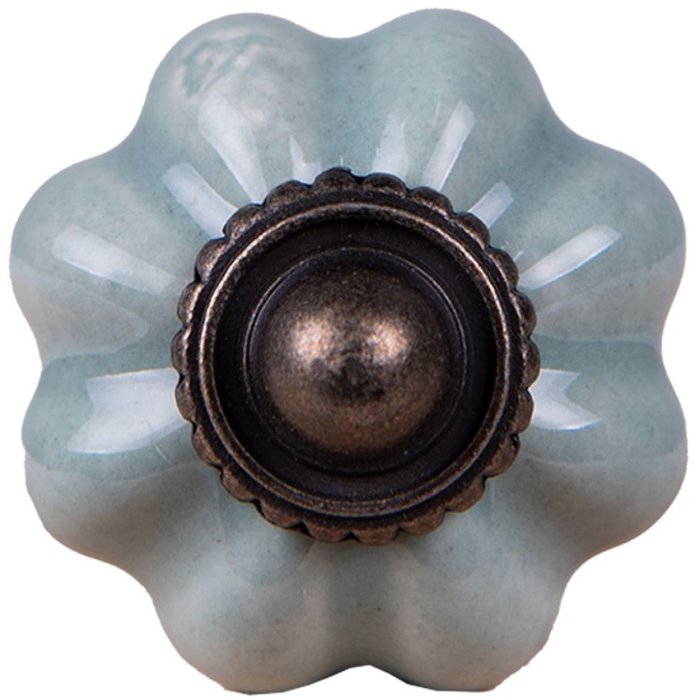 Clayre & Eef 63500 Dveřní knoflík Ø 3 cm Zelenohnědá keramika