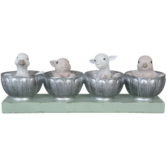 Clayre & Eef Dekorace Zvířecí Děti zelená 26x9x6 cm