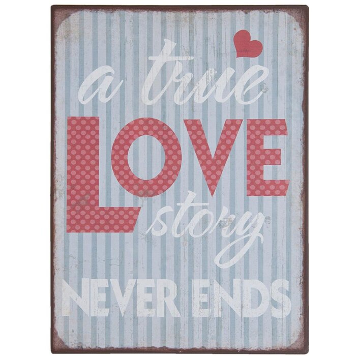 Clayre & Eef Tabule True Love šedá 26x35 cm