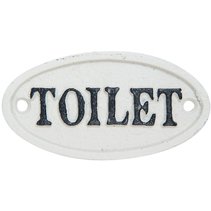 Clayre & Eef Textový štítek TOILET 10x5 cm bílá černá
