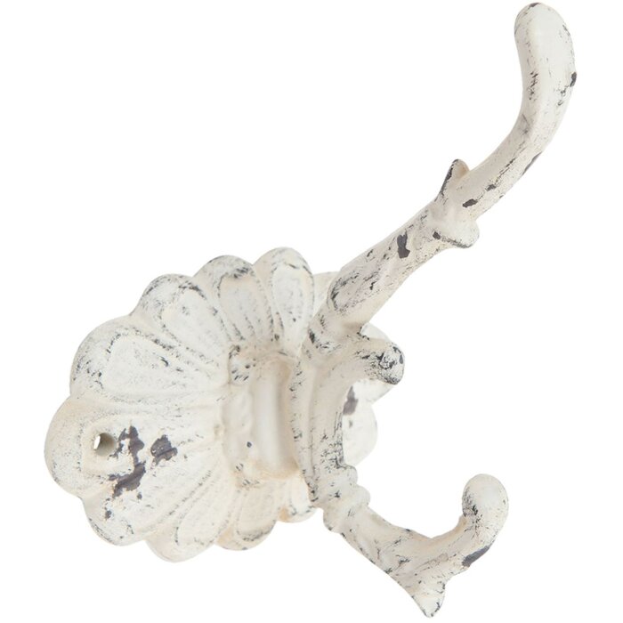 Clayre & Eef Háček SIMPLY 10x10x13 cm bílý shabby