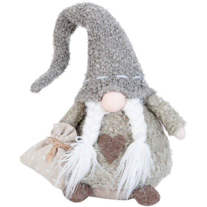 Clayre & Eef Trpaslík bavlněný šedohnědý 18x12x39 cm