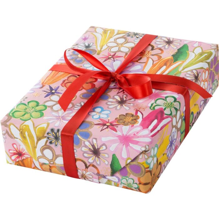 Goldbuch Geschenkpapier Aqua Flower 50x70 cm – elegantní kreslený papír s reliéfem a prehnutím