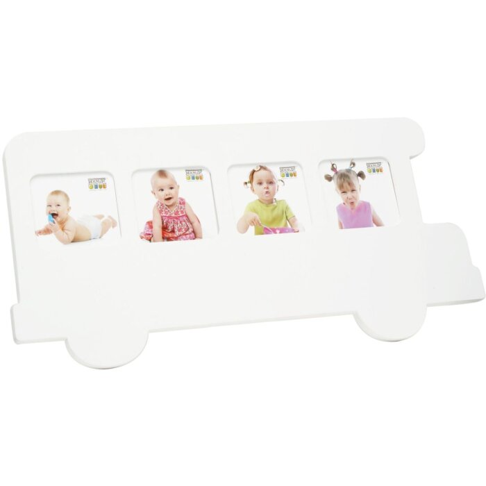 Dětský rám autobus bílé dřevo 7,0 x8,0 cm