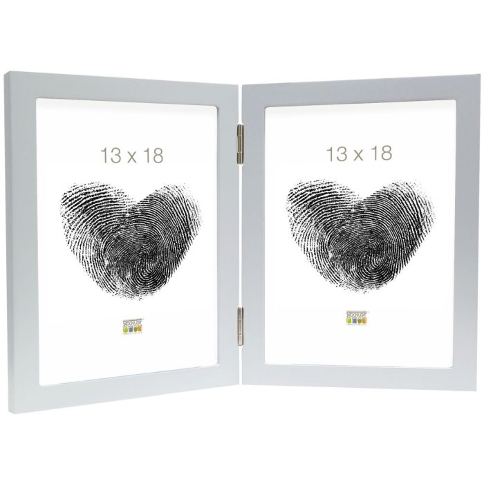 Dvojitý rám S68FD1 stříbrné dřevo 13x18 cm formát na výšku