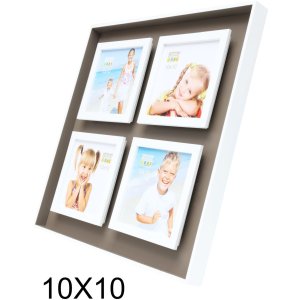 Rámeček na obraz taupe-bílé dřevo 4 fotografie 10x10 cm