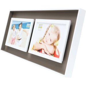 Rámeček na obraz taupe-bílé dřevo 2 fotografie 10x15 cm
