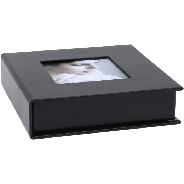 USB box černá kůže 8,0 x8,0 cm