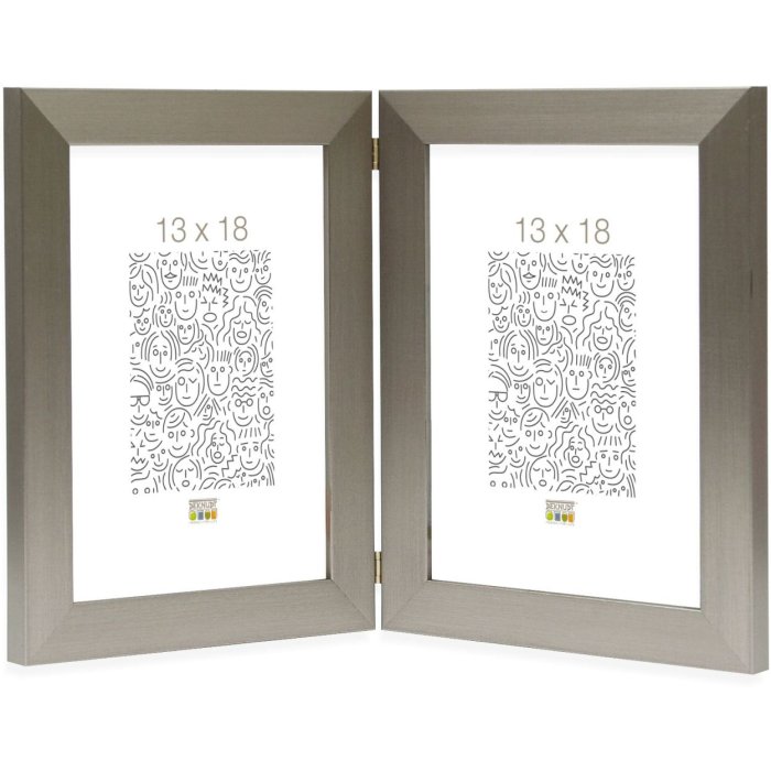 Dvojitý rám S41VD1 stříbrný 2 fotografie 13x18 cm na výšku