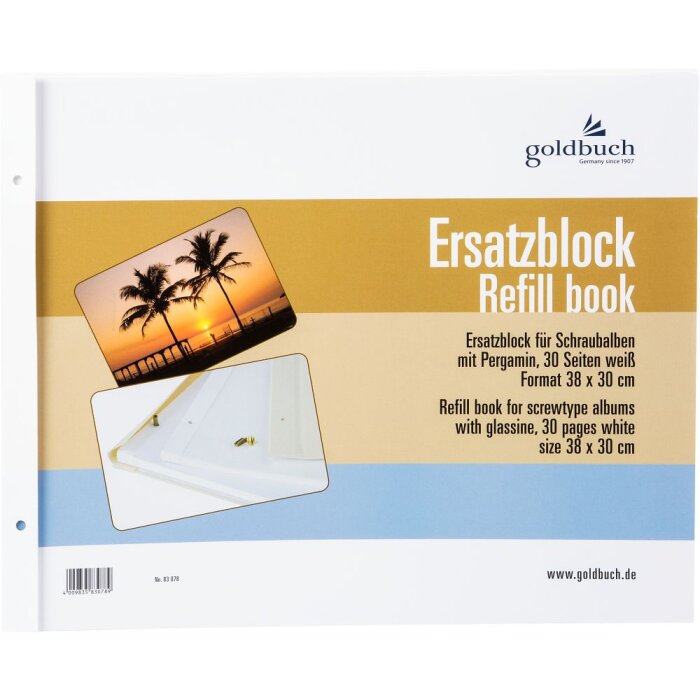 Goldbuch šroubovací album náhradní blok 38x30 cm bílý