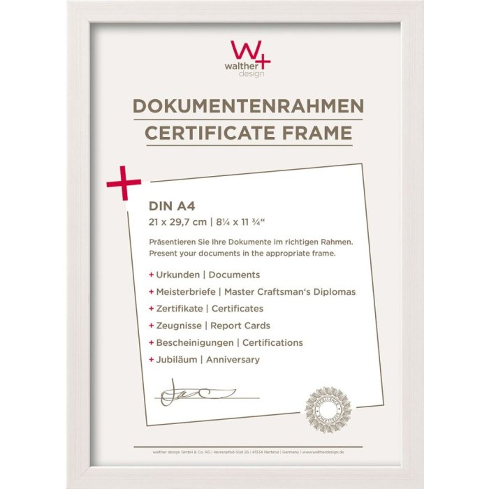 Rámeček na fotografie Walther Construction 21x30 cm bílý rámeček na certifikáty DIN A4