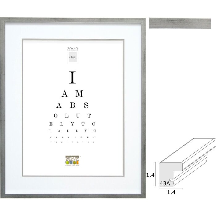 Deknudt obrazový rám stříbrné dřevo S43AD1 9x13 cm - 40x50 cm s/bez pasparty