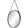 Clayre & Eef 62S126 Zrcadlo Ø 47x3 cm Šedé železné kulaté velké zrcadlo