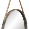 Clayre & Eef 62S126 Zrcadlo Ø 47x3 cm Šedé železné kulaté velké zrcadlo