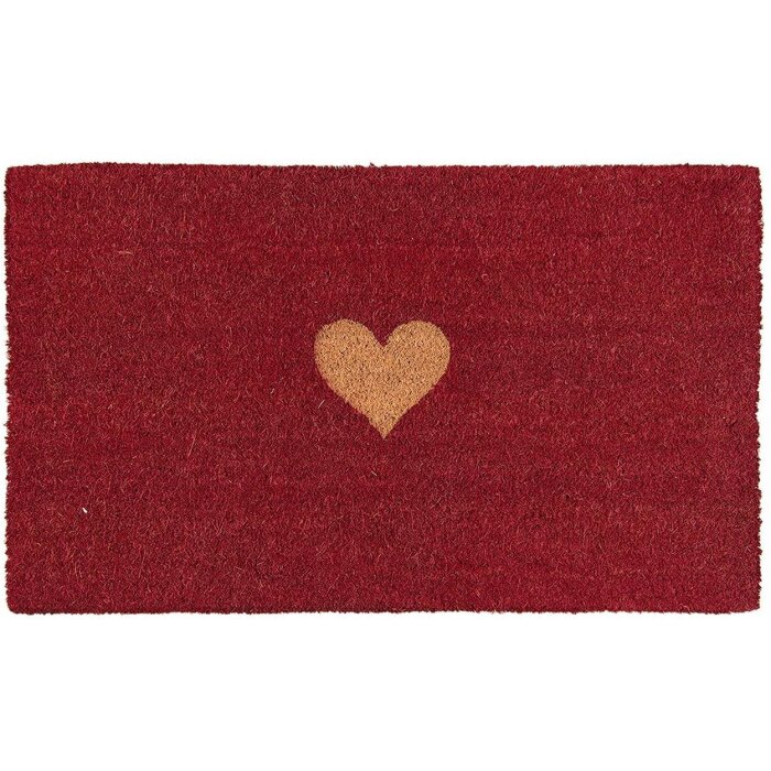 Clayre & Eef MC126 Rohožka na dveře Heart Rubber Coconut 75x45cm červená