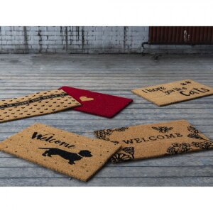 Clayre & Eef MC126 Rohožka na dveře Heart Rubber Coconut 75x45cm červená