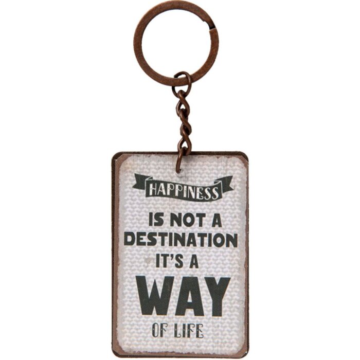 Clayre & Eef Klíčenka HAPPINESS vintage železo shabby look 4x10 cm