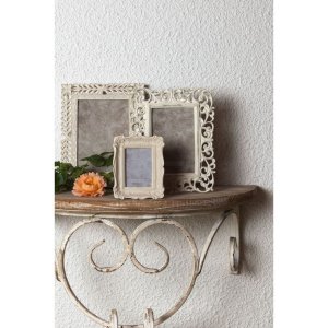Clayre & Eef 2F0466 Rámeček na obrázky 6x9 cm Béžové plastové květiny Obdélníkový tvar