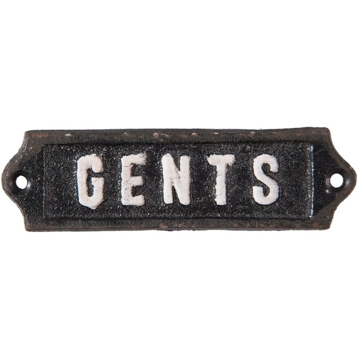Textová cedule Gents 15x3 cm - černá